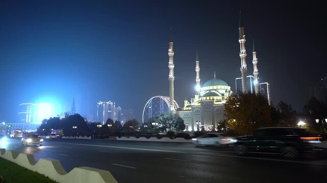 Grozny at night, Chechen Republic