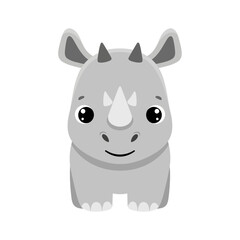 Fototapeta premium Cute Cartoon Baby Rhino Character Illustration, Adorable African Wildlife Animal