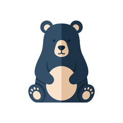 Fototapeta premium Cute Cartoon Bear Icon, Flat Design, Adorable Animal Illustration
