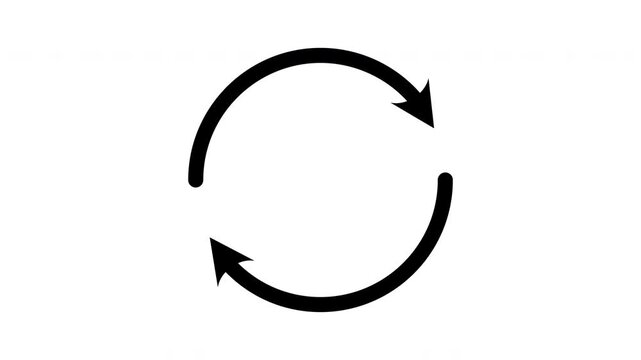 Two-sided circle arrows hand-drawn sketch animation. Circular loop. Clockwise repetition. Infinite motion. Animated doodle direction. Scribble pointer