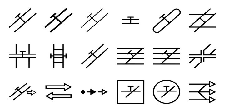 Set of electrical connection symbols wires circuit diagrams with electrical, schematic