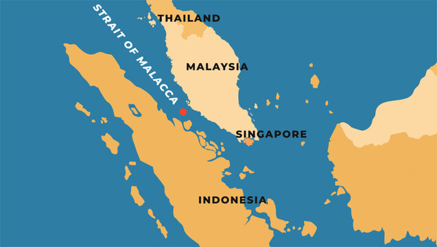 Strait of Malacca flat illustration