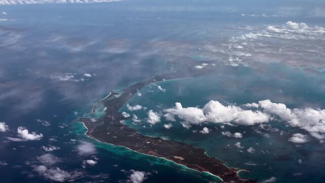 4k aerial video footage flying across central part of Eleuthera, the Bahamas, near Palmetto Point with sand beaches and shallow  turquoise water surface, located in the Caribbean Sea in Atlantic Ocean