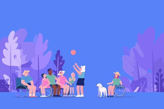 Diverse Group Playing Wheelchair Basketball in a Sunny Park