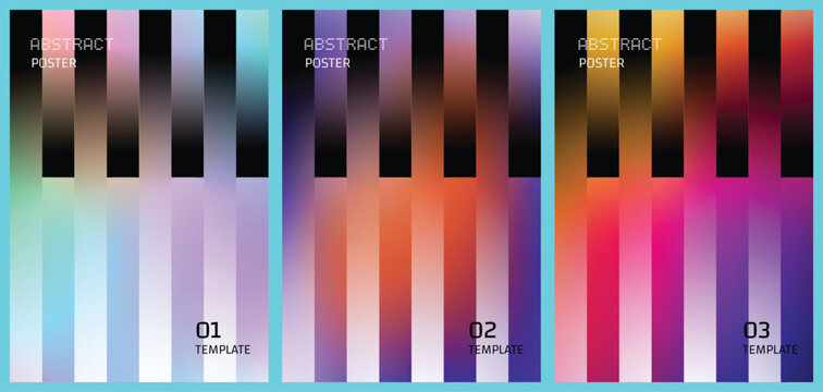 Abstract poster templates with piano key inspired gradient stripes