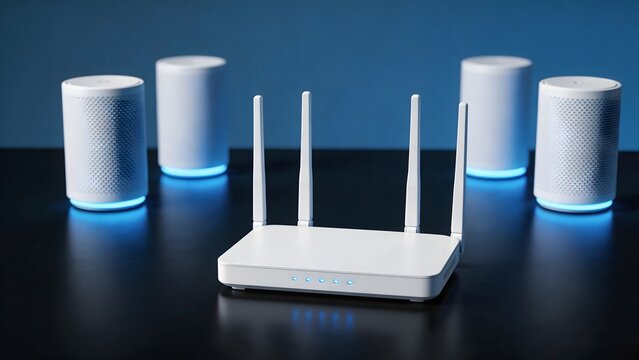 Wireless router with smart speakers