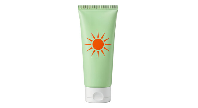 Sunscreen tube with sun protection icon