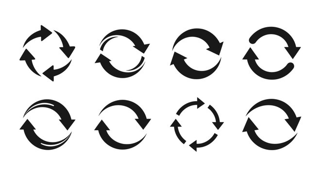 Set of Circular Arrows, Refresh, Recycle, Reload, Repeat Icons