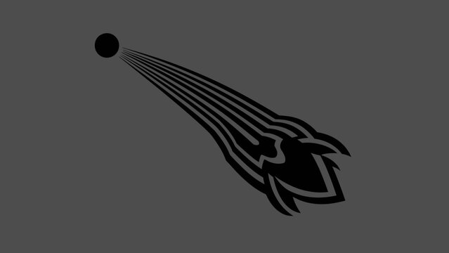 Black Comet Streaking Across Dark Gray Sky, Space Exploration Concept