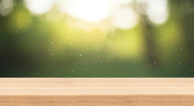 Summer Picnic Table with Red Checkered Fabric and Bokeh Background