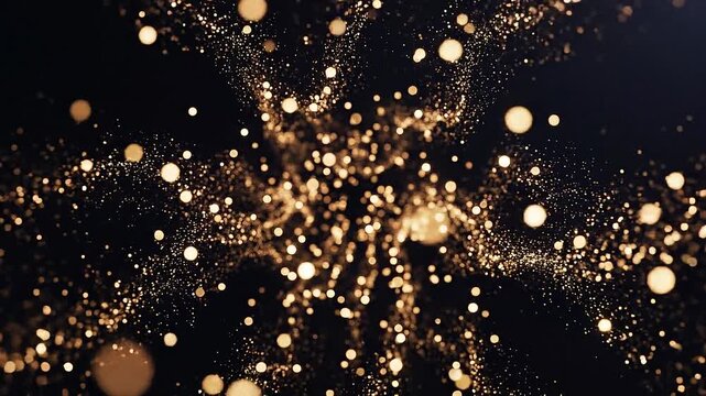 Golden Particles Sparkle: An ethereal display of shimmering golden particles dances against a dark background, evoking a sense of luxury, and sophistication.