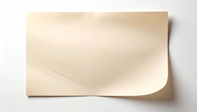 Blank Aged Paper Sheet with Curved Corner and Shadow.