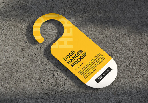 Door Hanger Mockup above concrete table
