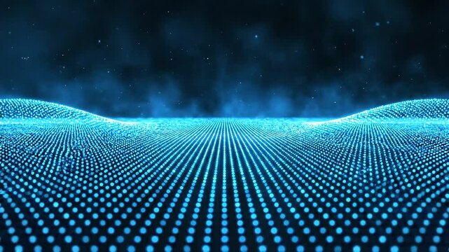 Digital Horizon: An ethereal digital landscape unfolds, showcasing a mesmerizing sea of interconnected dots, emitting an air of advanced technology and futuristic potential.