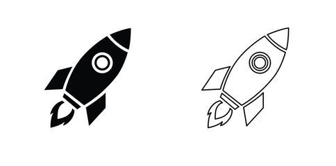 Fototapeta premium Rocket Ship Icons – Space Exploration and Innovation Vector Illustration