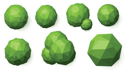 Set of low poly green bushes © Saharia