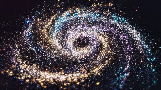 Galaxy of Cosmic Dust: A mesmerizing spiral galaxy composed of countless twinkling particles, swirling against the backdrop of an infinite night sky. Capturing the grandeur of the cosmos