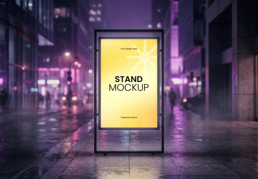 Night City Street Stand Mockup