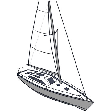 sailing yacht illustration with minimalist design and smooth surfaces high quality