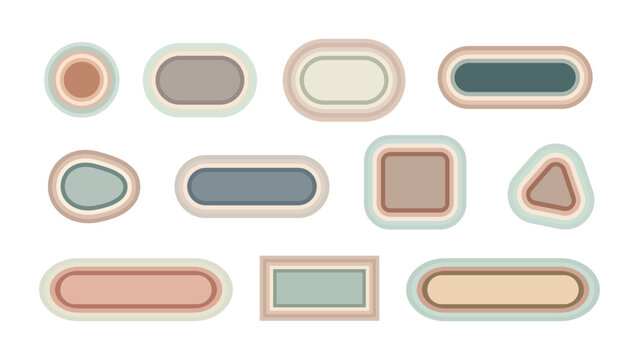 Set of abstract oval and rounded rectangle shapes with layered borders text box abstract geometric rectangle background