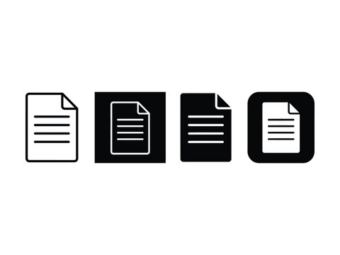 Four different document icons in black and white on white background