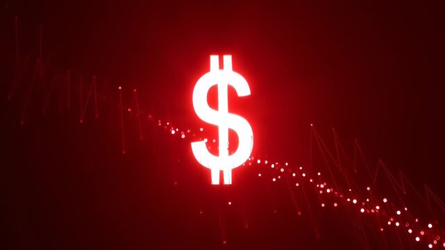 Red Stock Market Crash with Glowing White Dollar Sign Symbol