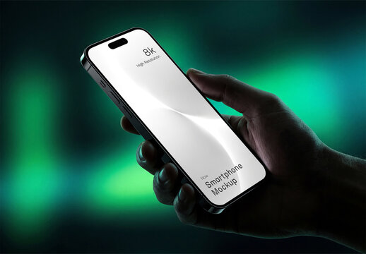 Hand Holding Smartphone Mockup