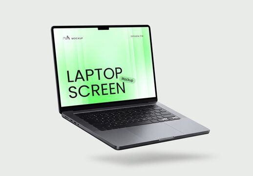 Floating Laptop Screen Mockup