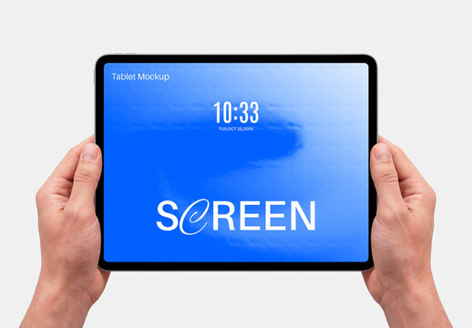 Hands Holding Tablet Mockup