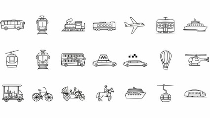 Various Transportation Modes Doodle Icons Collection. © Galy Ariyandy