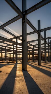 Steel Structure Framework Construction Site.