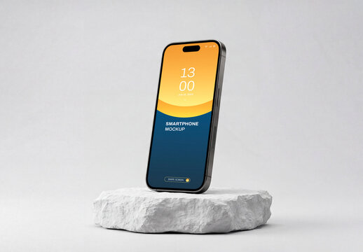 Modern Smartphone Mockup on Stone