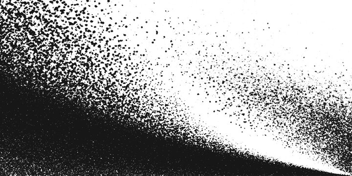 Monochrome Stipple Wave Texture with Grainy Particle Flow. Abstract Dynamic Background with Smooth Ripple Effect and Grunge Dissolve Style.