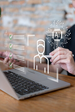 HR Human resource use AI artificial intelligence employee hiring recruitment corporate, business technology management concept