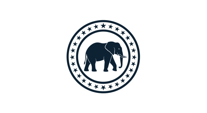 Formal circular seal featuring an elephant silhouette surrounded by stars representing the United States Republican Party symbol.