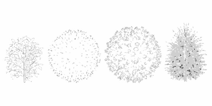 Shrub silhouettes four variations vector illustration white background