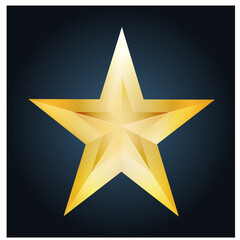 Obraz premium Gold 3d star, dark blue background, vector.
