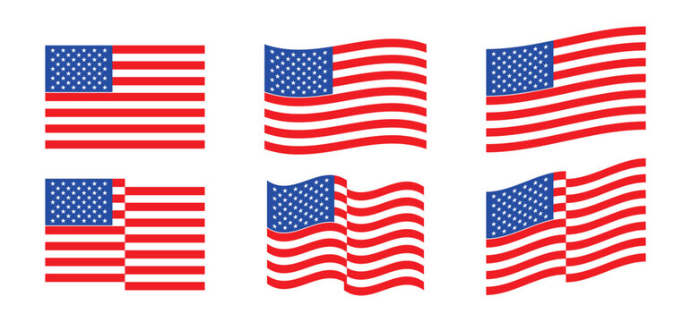 us flag vector 6 set