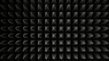Naklejka premium Sound Studio - Dark Charcoal Acoustic Foam Panel Wall Texture with Pyramid Pattern for Soundproofing