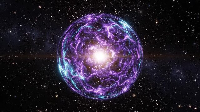 Cosmic Energy Sphere: A mesmerizing orb of radiant energy pulsates against a backdrop of stars and nebulas, radiating light and power, sparking a sense of wonder and the unknown.