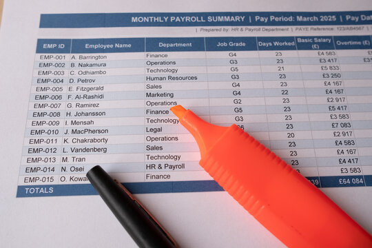 Monthly Payroll Summary Document