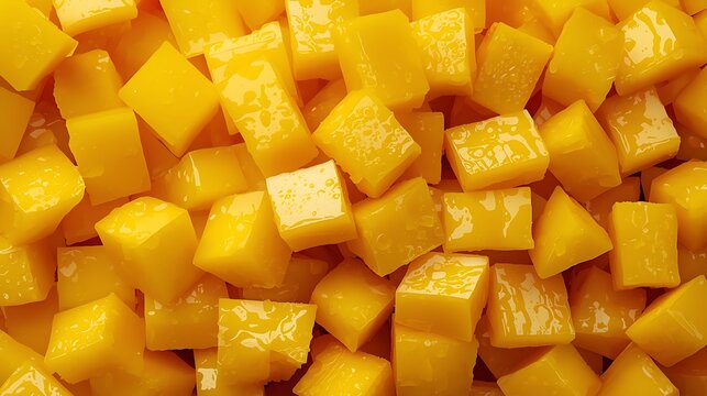 Delicious Golden Mango Cubes - Freshly Diced Tropical Fruit Pieces for Healthy Eating