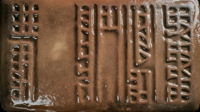 Close Up Ancient Carved Stone Inscription Detail.