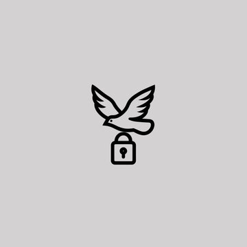 Vector logo of a padlock transforming for digital security