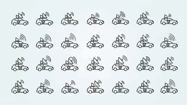 Autonomous Vehicle Technology Icons Representing Self Driving Cars and Connectivity.