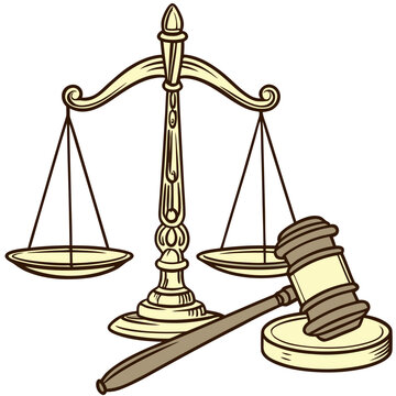 Brown and beige of a gavel and scales of justice