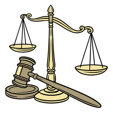 Gold and brown of a gavel and scales of justice