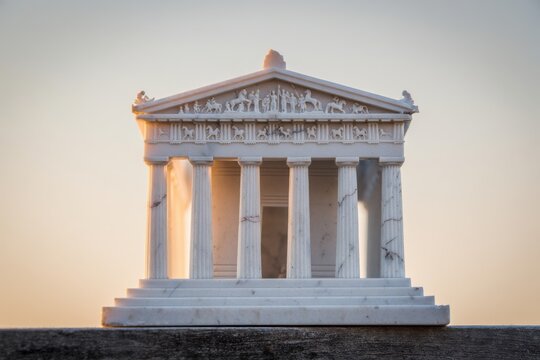Miniature Parthenon Model at Sunrise
