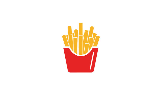 French Fries in Red Container Illustration.