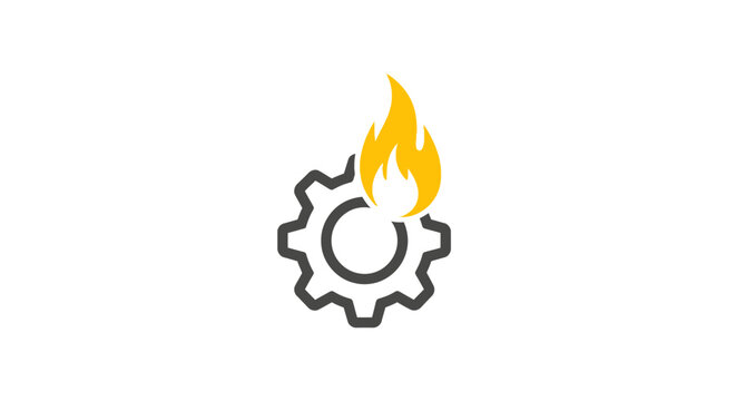 Gear with flame on fire.
